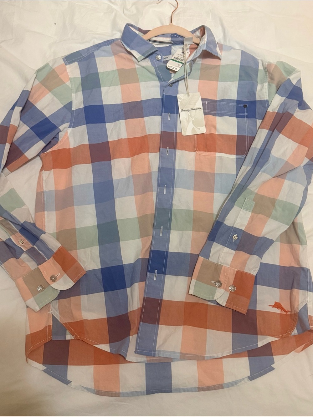 Tommy Bahama Men's Plaid Button-Down Shirt - Blue, Peach, Green, Cream